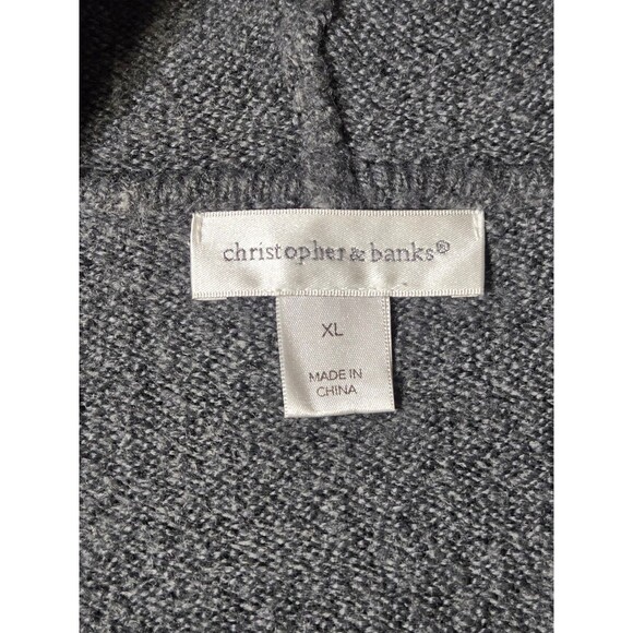 Christopher Banks Open Longer Sweater Cardigan Hoodie Gray Stripes size XL - Picture 3 of 6